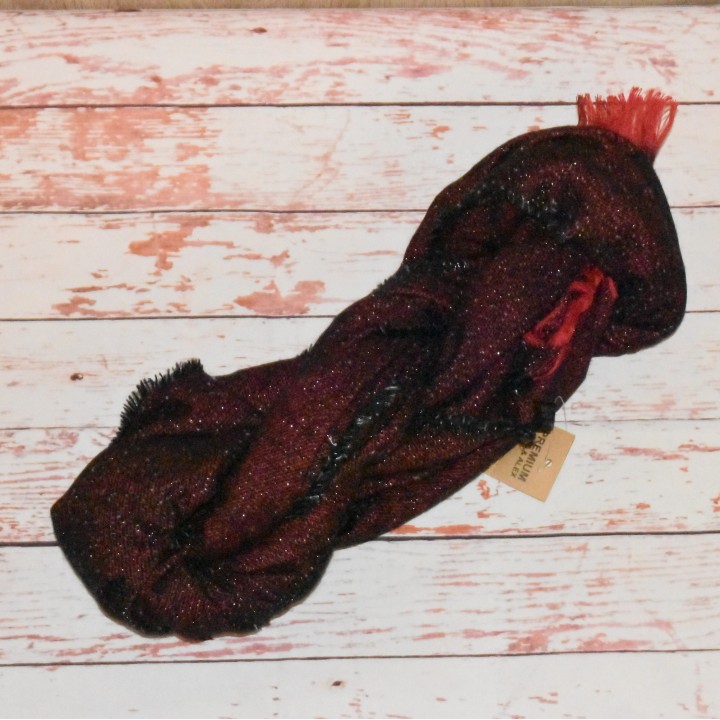 Écharpe fil brillant, Premium David & Alex, coloris rouge et noir.