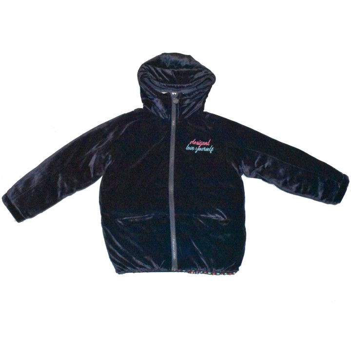 Blouson pour fille, Desigual, Macedonia, réversible coté bleu marine uni.