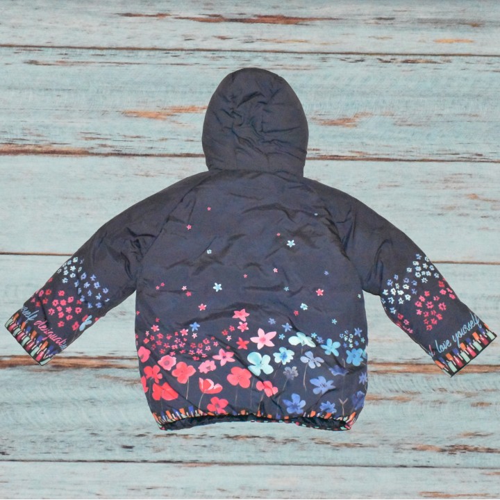 Blouson pour fille, Desigual, Macedonia, réversible coté fleuri.