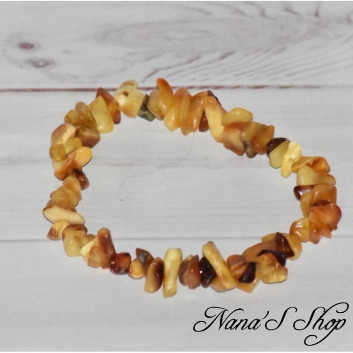 Bracelet en chips d'Ambre multicolore, fait main.