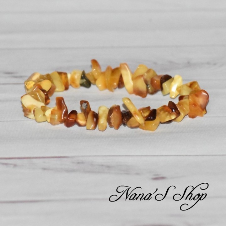 Bracelet en chips d'Ambre multicolore, fait main.