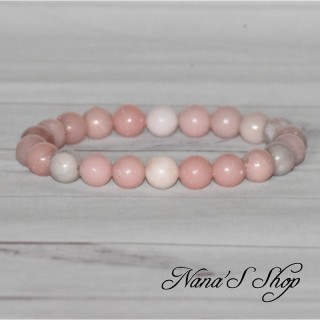 Bracelet en perle, d'opale rose, fait main.