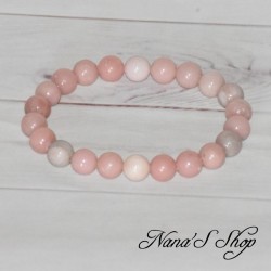Bracelet en perle, d'opale rose, fait main.