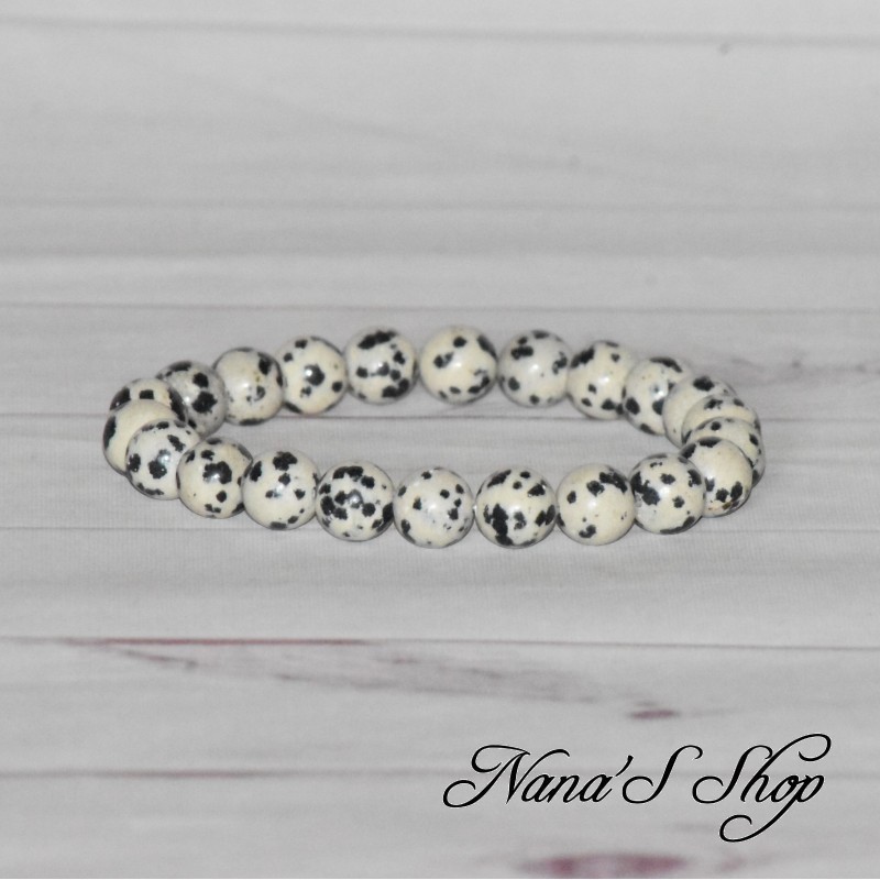 Bracelet de perles en Jaspe Dalmatien, fait main