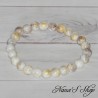 Bracelet en Dolomite, blanc, marron et doré, fait main,
