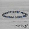 Bracelet en petite perle d'aventurine bleu, intercalaire strass argenté, fait main.