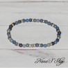Bracelet en petite perle d'aventurine bleu, intercalaire strass doré, fait main.