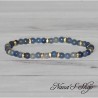 Bracelet en petite perle d'aventurine bleu, intercalaire strass doré, fait main.