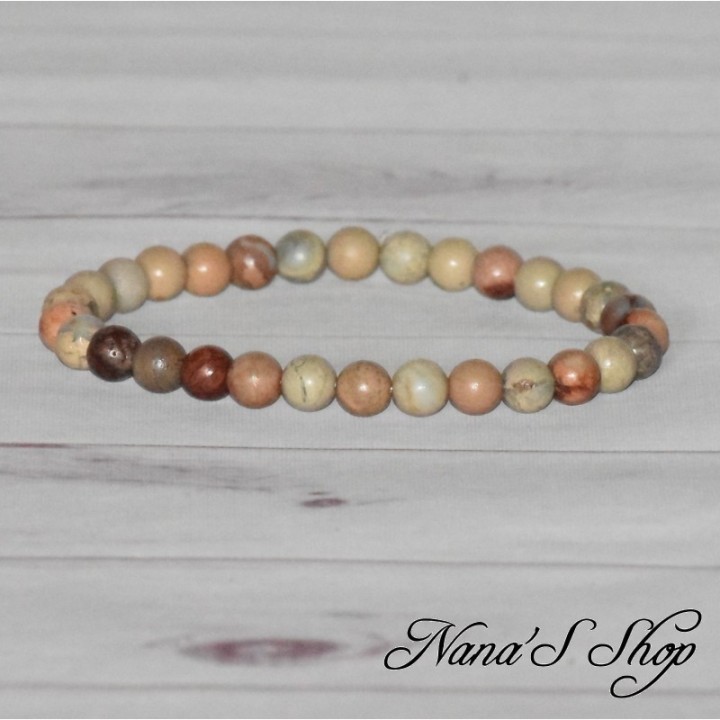Bracelet en perle de Jaspe Aqua Terra, fait main.