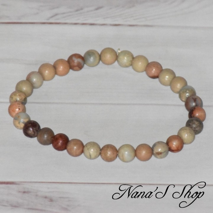 Bracelet en perle de Jaspe Aqua Terra, fait main.
