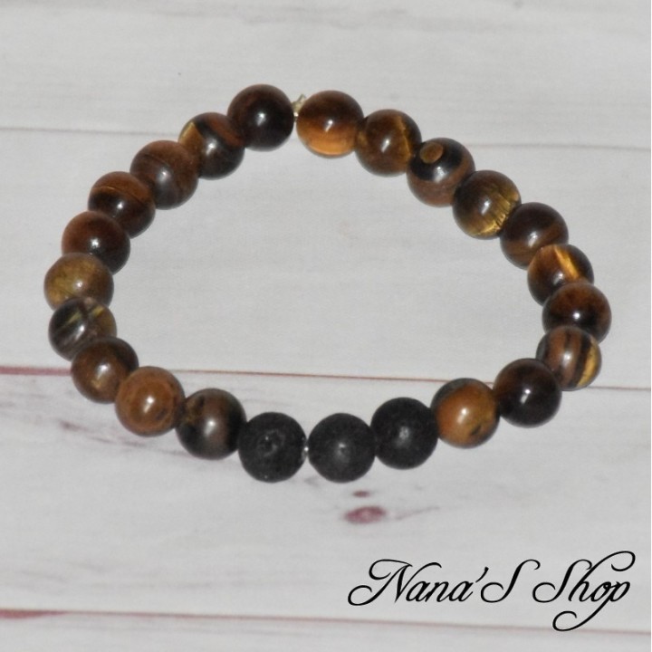 Bracelet œil de tigre, diffuseur huile essentielle, fait main.