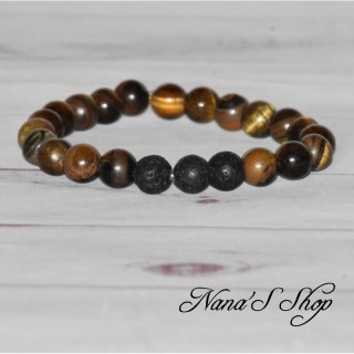 Bracelet œil de tigre, diffuseur huile essentielle, fait