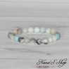 Bracelet élastique en Quartz multicolore, tons blanc turquoise.