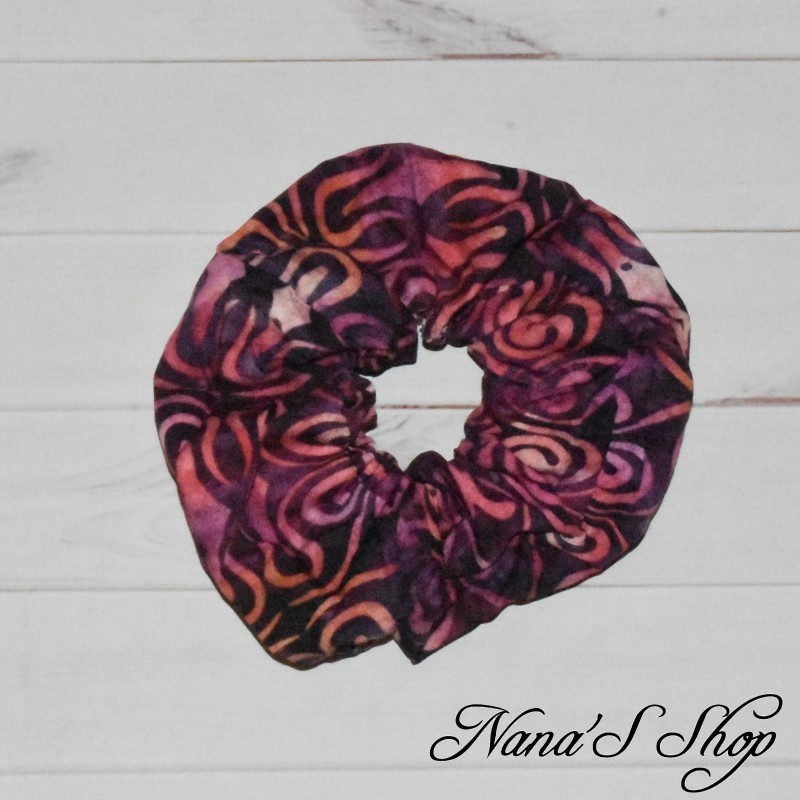 Chouchou imprimé fantaisie, éco-conçu, rose fuchsia modèle 2.