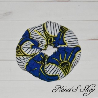 Chouchou Wax fleur bleu, fait main et éco-conçu en coton.