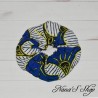 Chouchou Wax fleur bleu, fait main et éco-conçu en coton.