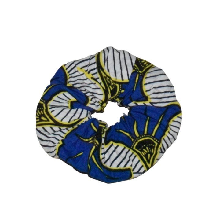 Chouchou Wax fleur bleu, fait main et éco-conçu en coton.