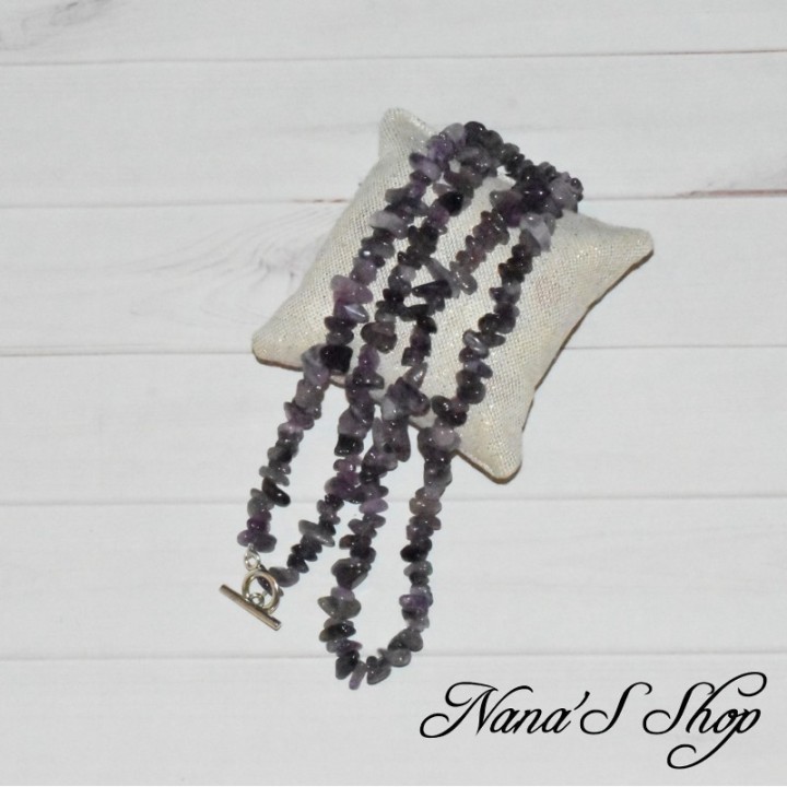 Sautoir chips d'améthyste, fait main.