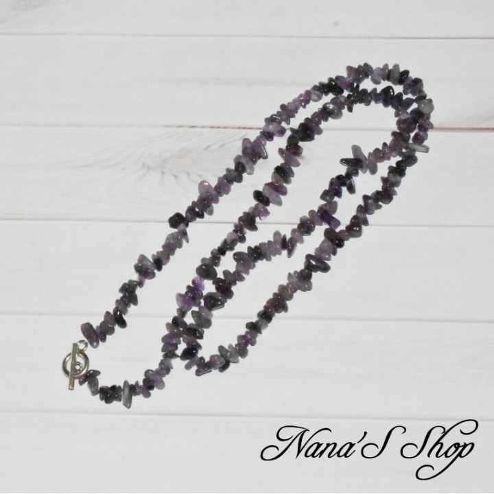 Sautoir chips d'améthyste, fait main.
