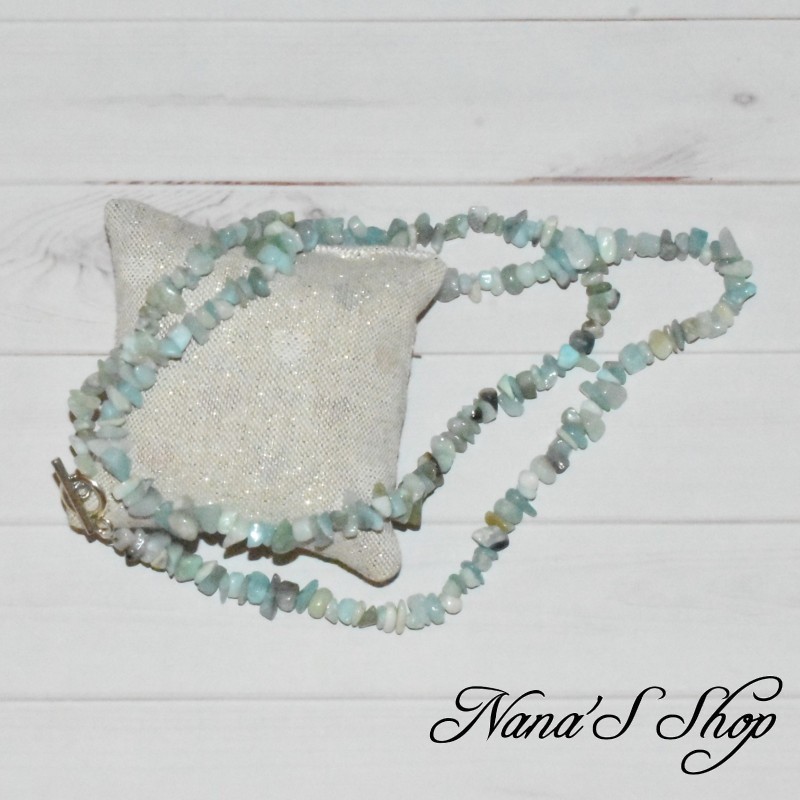 Sautoir chips d'Amazonite, fait main. Sautoir chips d'Amazonite, fait main.