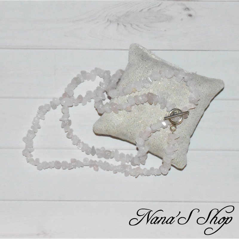 Sautoir chips de Quartz Rose, fait main. Sautoir chips de Quartz Rose, fait main.