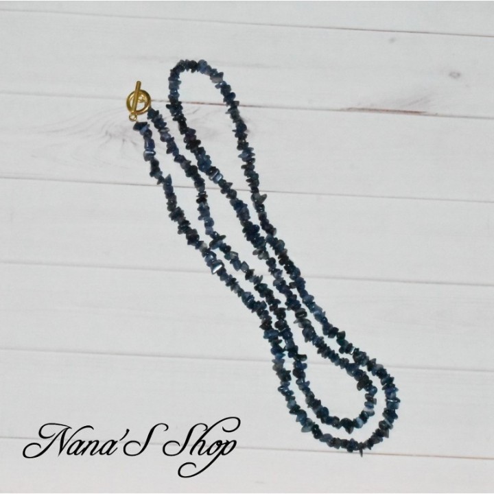 Sautoir chips de Sodalite, bleu, fait main.