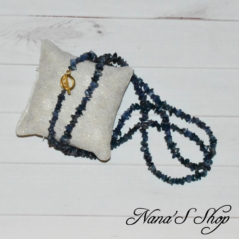 Sautoir chips de Sodalite, bleu, fait main. Sautoir chips de Sodalite, bleu, fait main.
