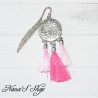 Lot attrape rêve, Marque-page et porte-clés, pompon tassel rose, faits main.