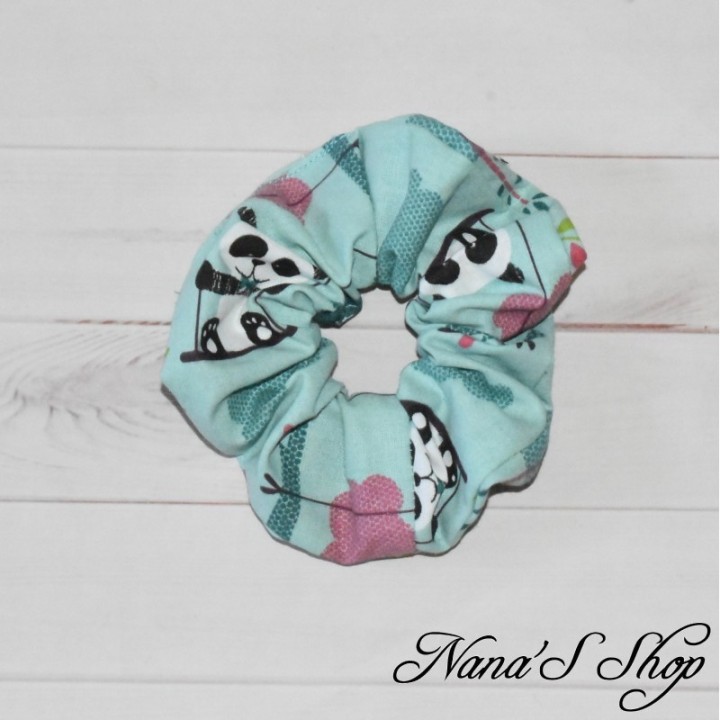 Chouchou éco-conçu, fait main, en coton, Panda.