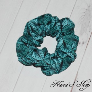 Chouchou vert en Wax Feuilles fractales, éco-conçu et fait main.