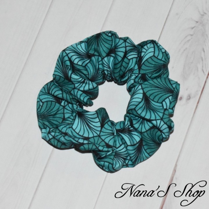 Chouchou vert en Wax Feuilles fractales, éco-conçu et fait main.