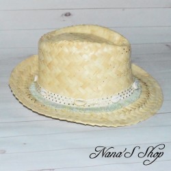 Chapeau en raphia, cauris, style bohème, Modèle beige.