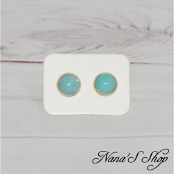 Boucles d'oreilles, puce, en pierre naturelle d'Amazonite.