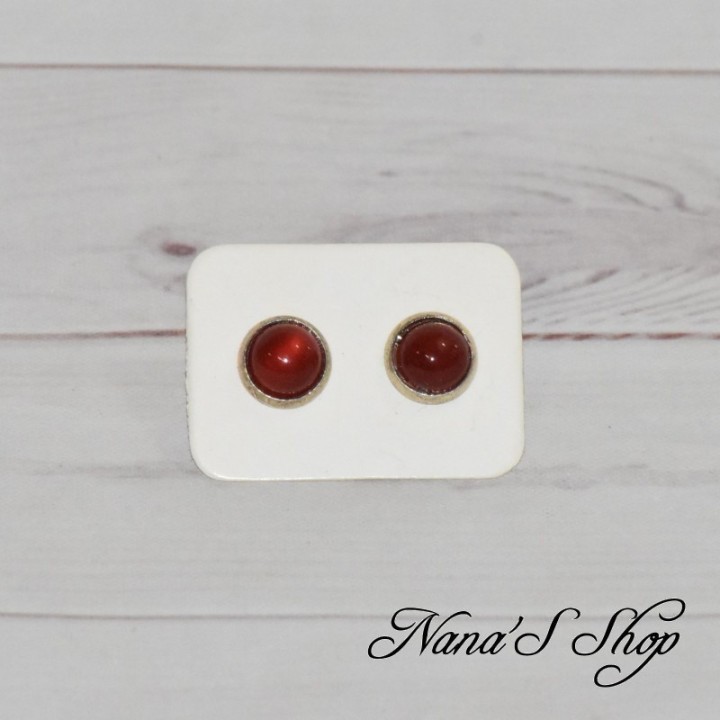 Boucles d'oreilles, puce, en pierre naturelle de Cornaline.