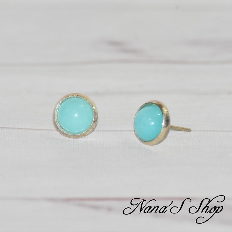 Boucles d'oreilles, puce, en pierre naturelle d'Amazonite.