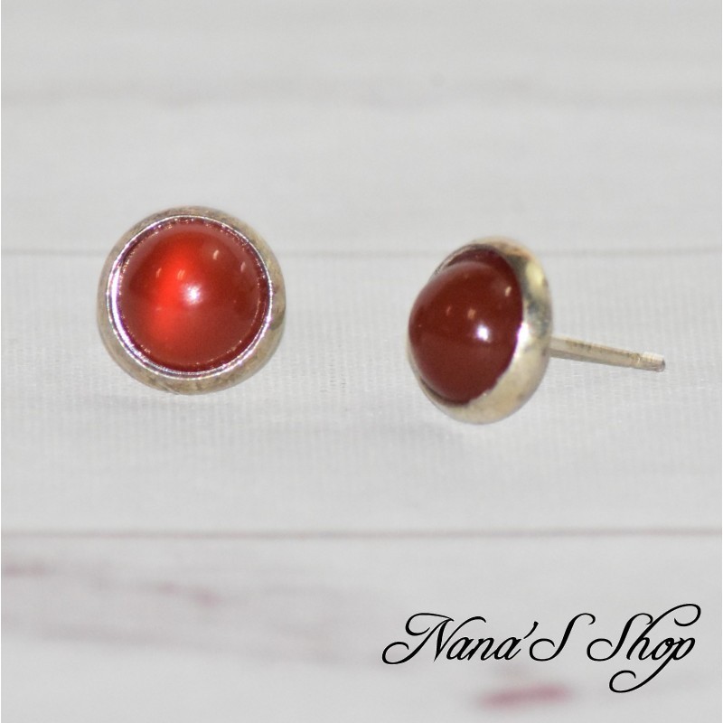 Boucles d'oreilles, puce, en pierre naturelle de Cornaline.