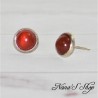 Boucles d'oreilles, puce, en pierre naturelle de Cornaline.