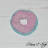 Chouchou crochet, en coton, dégradé rose et bleu.
