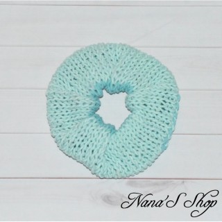 Chouchou crochet, en coton, dégradé bleu.