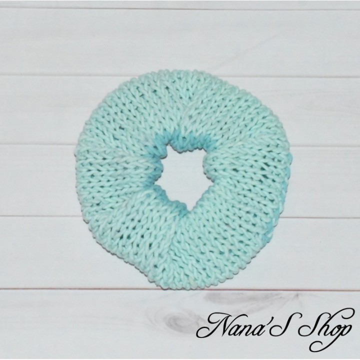 Chouchou crochet, en coton, dégradé bleu.