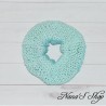 Chouchou crochet, en coton, dégradé bleu.