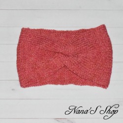 Bandeau brillant, twisté, Pétillante, Rouge et argent, fait main.