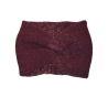 Bandeau twisté, Modèle Lucy, bordeaux et mauve, tricoté mains.