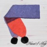 Écharpe à pompons, dégradé violet et rouge, faite main,