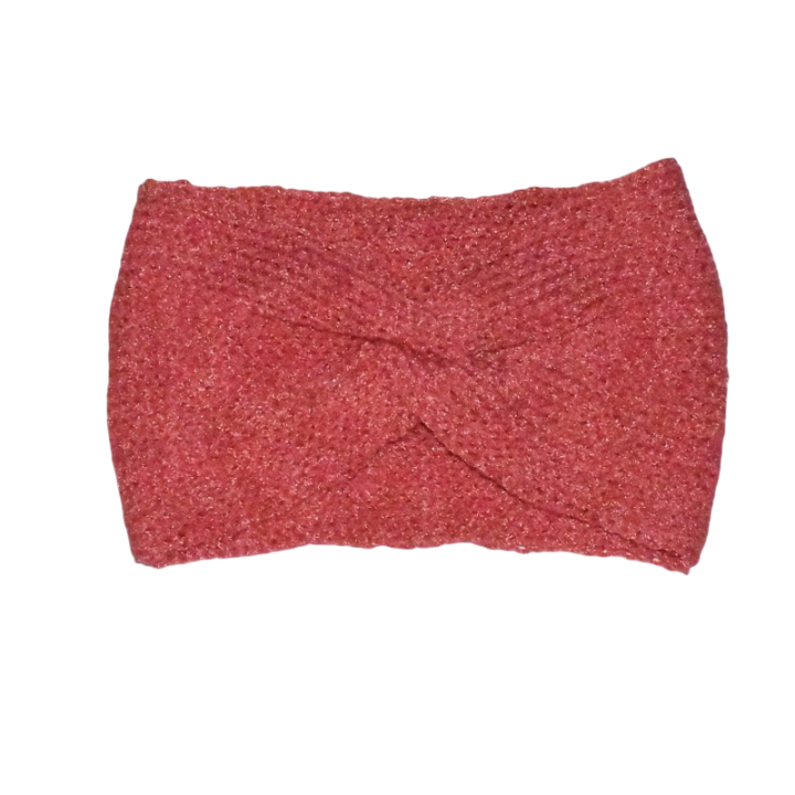 Bandeau brillant, twisté, Pétillante, Rouge et argent, fait main.