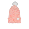Bonnet revers et Pompon, Bonbon Rose,  moucheté rose corail, fait main en France.
