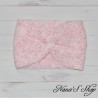 Bandeau twisté moucheté rose, "Bonbon Rose", fait main en France.