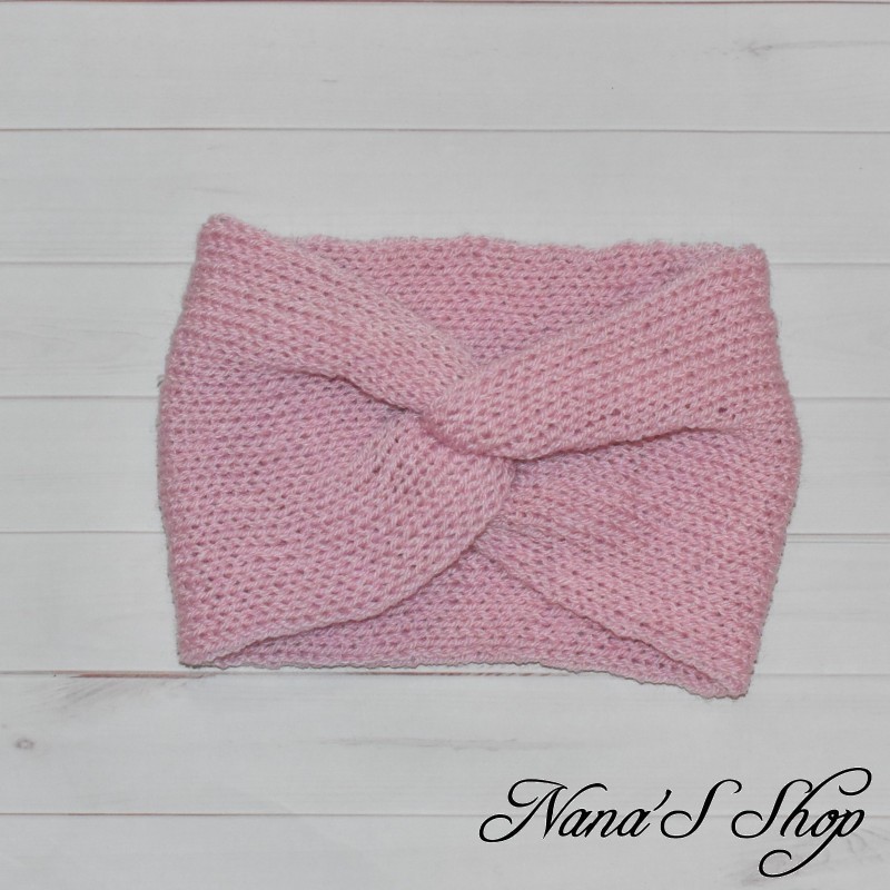 Bandeau twisté moucheté uni mauve, "Bonbon Rose", fait main en France. Bandeau twisté moucheté uni mauve, "Bonbon Rose", fait main en France.