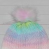 Bonnet revers et Pompon, Multicolore Pastel, fait main en France, pompon.