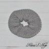 Chouchou tricoté, couleur uni, fait main, gris.